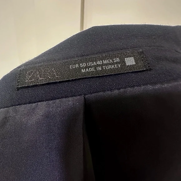 ZARA Navy Blue Slim Fit Blazer & Trouser Suit Set – Men’s EU 50 / US 40 - Picture 10 of 12